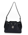 Metallic Caviar Quilted Mini CHNL 25 Handbag Dark Blue