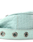 Extra Supple Calfskin Crocodile Embossed Le Cagole Shoulder Bag XS Green Acqua