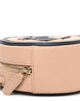 Caviar Quilted Round Filigree Crossbody Beige Black