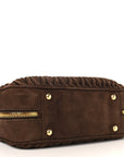 Suede Matelasse Large Arcadie Top Handle Bag Cocoa Brown