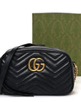 Calfskin Matelasse Small GG Marmont Chain Shoulder Bag Black