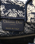 Canvas Toile de Jouy Reverse Embroidered Mini Book Tote Phone Bag Blue