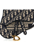 Oblique Embroidered Saddle Belt Pouch Blue