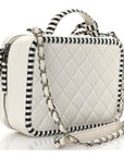 Caviar Quilted Striped Medium CC Filigree Vanity Case White Black