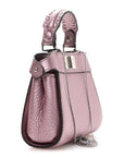 Metallic Cuoio Romano Selleria Nano Peekaboo Satchel Purple