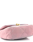 Denim Quilted Medium CHNL 19 Flap Blue Pink