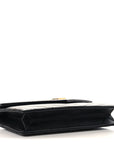 Calfskin Matelasse Chevron Monogram Envelope Chain Wallet Black