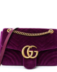 Velvet Matelasse Medium GG Marmont Shoulder Bag Fuchsia Violet Cyclamen