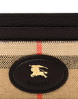 Grained Calfskin Jacquard Woven Vintage Check Highlands Card Case Sand