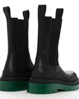 Calfskin The Tire Chelsea Boots 35 Black Green
