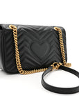 Calfskin Matelasse Small GG Marmont Shoulder Bag Black