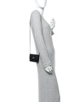 Lambskin Quilted Pearl Crush Clutch With Chain Black