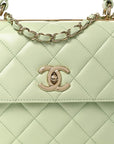 Lambskin Quilted Small Trendy CC Flap Dual Handle Bag Light Green