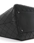 Calfskin Stitched Large Shopping Tote Black