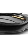 Grained Calfskin Saddle Bag Black