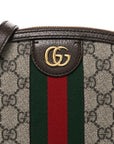 GG Supreme Monogram Textured Dollar Calfskin Web Small Ophidia Dome Shoulder Bag Beige Ebony New Acero