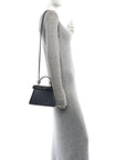 Ostrich Shiny Nappa Petite Peekaboo I SEE U Satchel Dark Blue