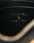 Shiny Crumbled Lambskin Quilted Round Small CC Hobo Black
