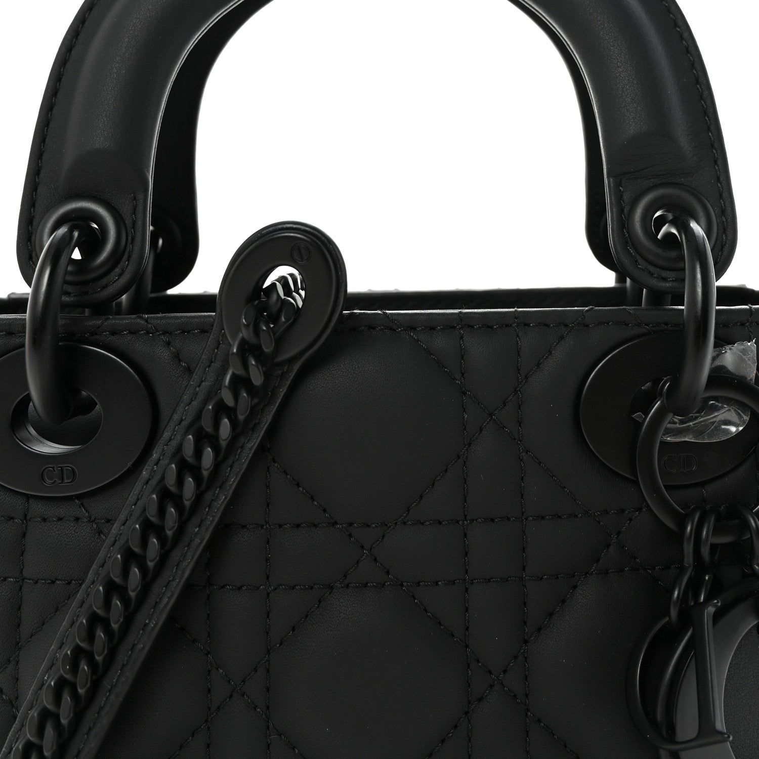 Ultra Matte Calfskin Cannage Mini Lady D1OR Black