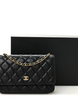 Lambskin Quilted Wallet On Chain WOC Black