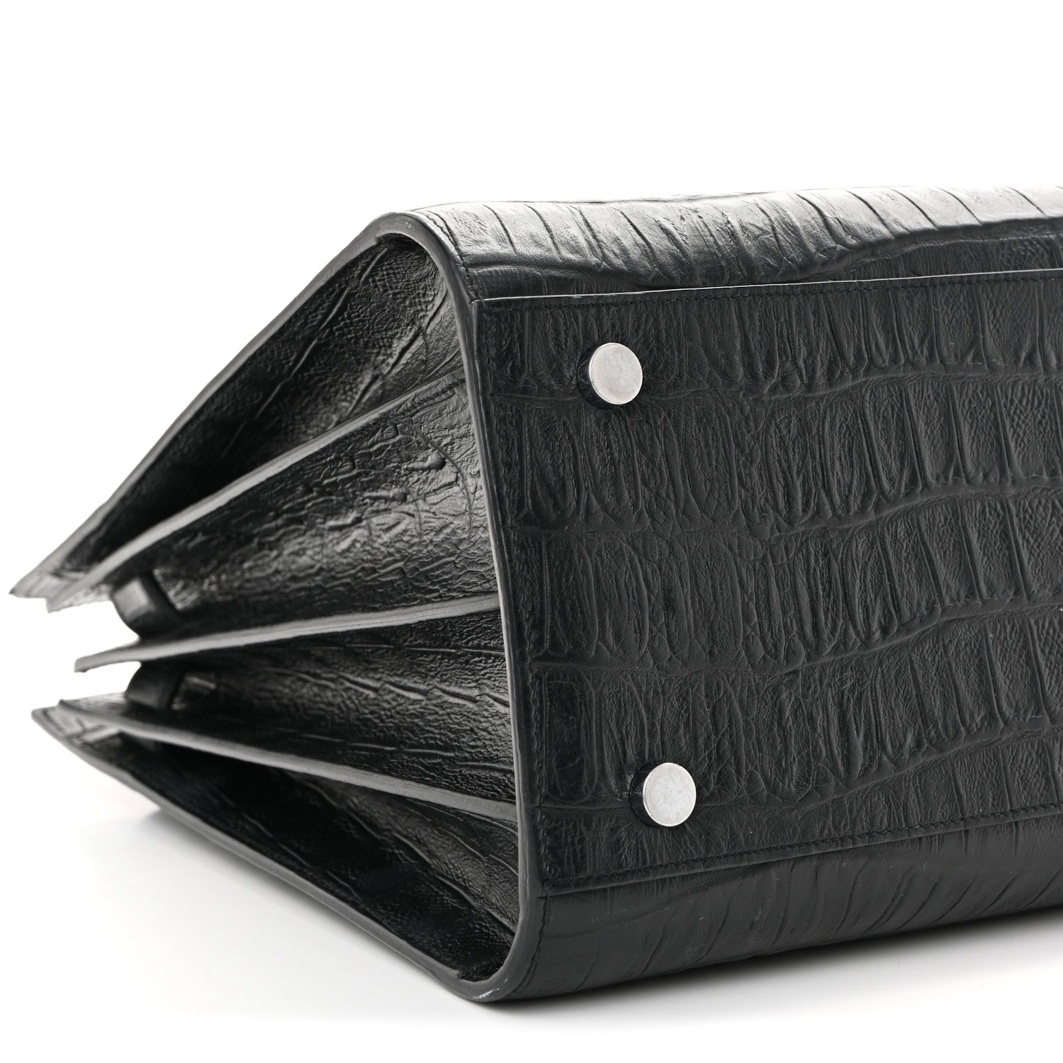 Calfskin Crocodile Embossed Small Sac de Jour Black
