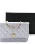 Lambskin Quilted Hearts CC Wallet On Chain WOC Light Blue