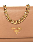 Vitello Move Metal Oro Chain Wallet Caramel