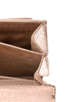 Calfskin Crocodile Embossed Medium Monogram Sunset Rose Antic