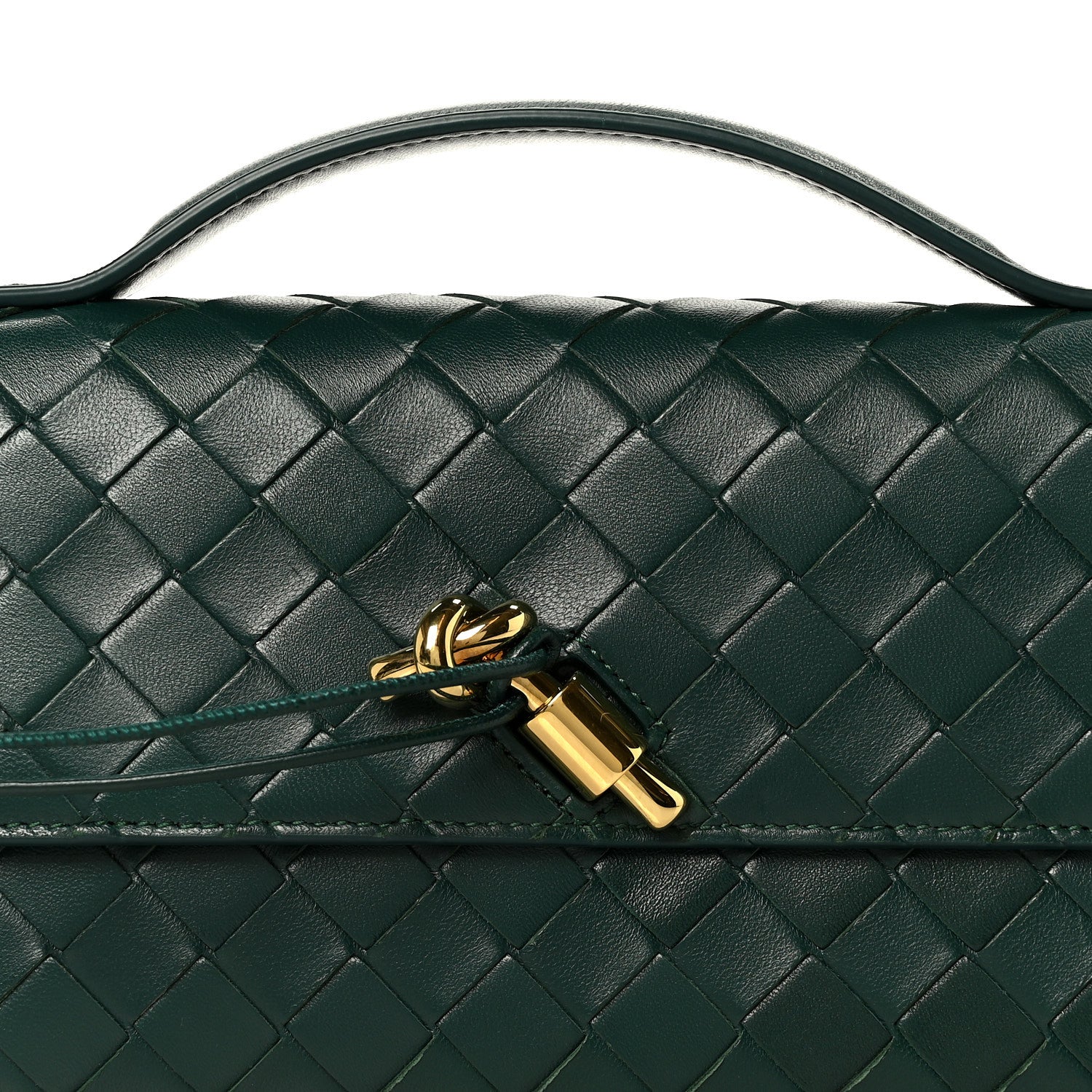 Nappa Intrecciato Long Andiamo Top Handle Clutch Emerald Green