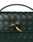 Nappa Intrecciato Long Andiamo Top Handle Clutch Emerald Green