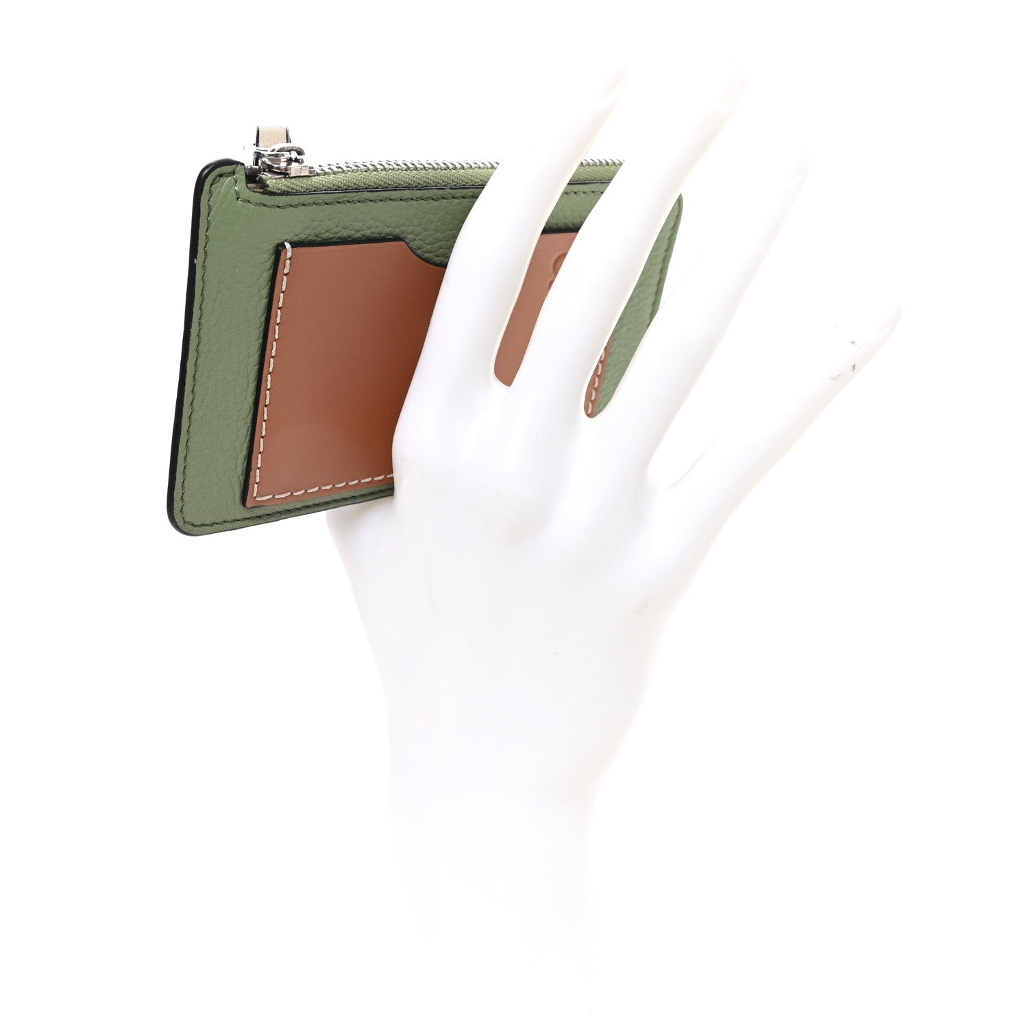 Soft Grained Calfskin Coin Card Holder Rosemary Tan