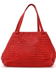 Nappa Intrecciato Ruffle Tote Red