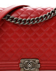Calfskin Quilted New Medium Boy Flap Red