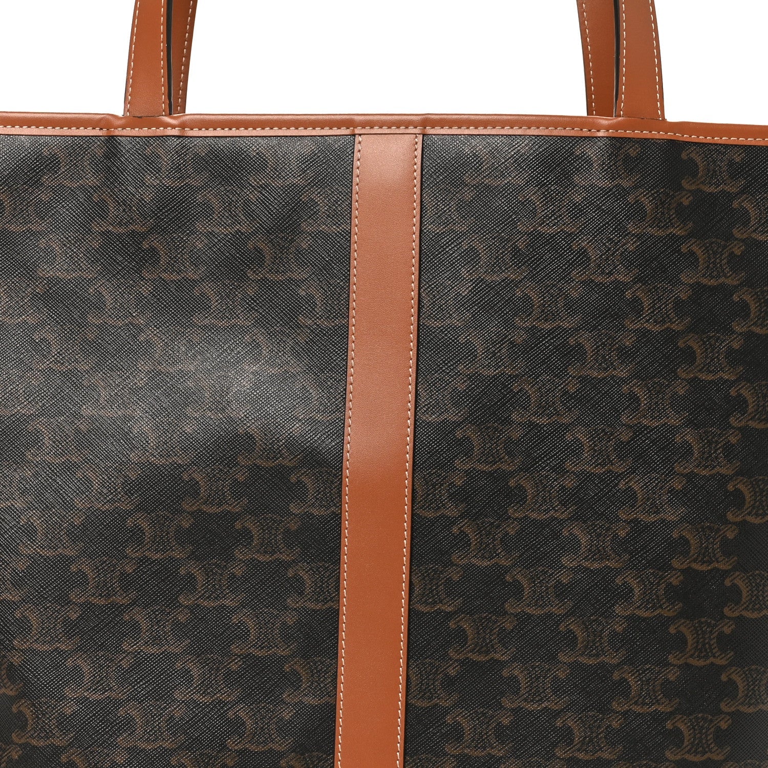 Triomphe Canvas Calfskin Medium Cabas Bag Tan