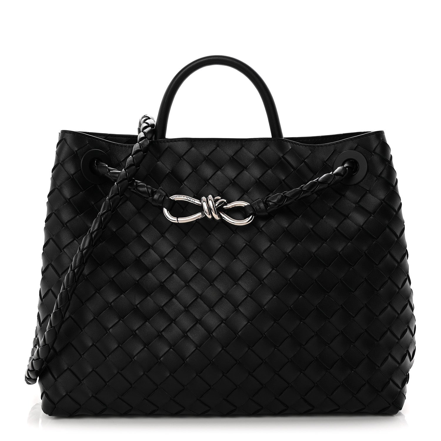 Nappa Intrecciato Medium Andiamo Shoulder Bag Black
