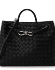 Nappa Intrecciato Medium Andiamo Shoulder Bag Black