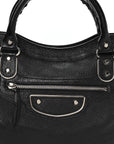 Chevre Silver Metallic Edge Hardware City Black