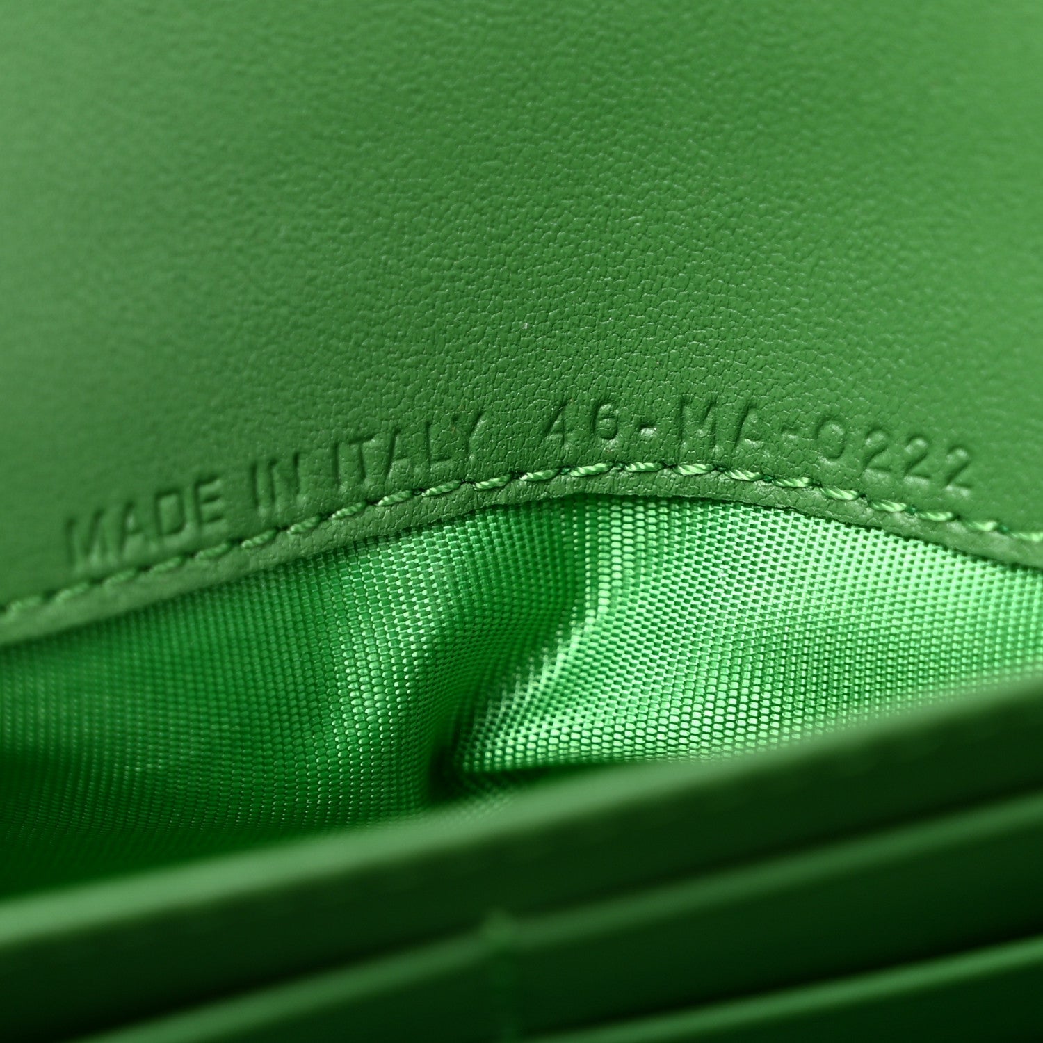 Goatskin Saddle Chain Wallet Pouch Bright Green