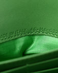 Goatskin Saddle Chain Wallet Pouch Bright Green