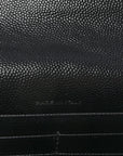 Grain De Poudre Matelasse Chevron Monogram Envelope Chain Wallet Black