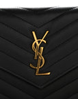 Grain De Poudre Matelasse Chevron Monogram Envelope Chain Wallet Black