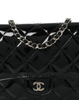 Patent Quilted Wallet On Removable Chain WOC Black