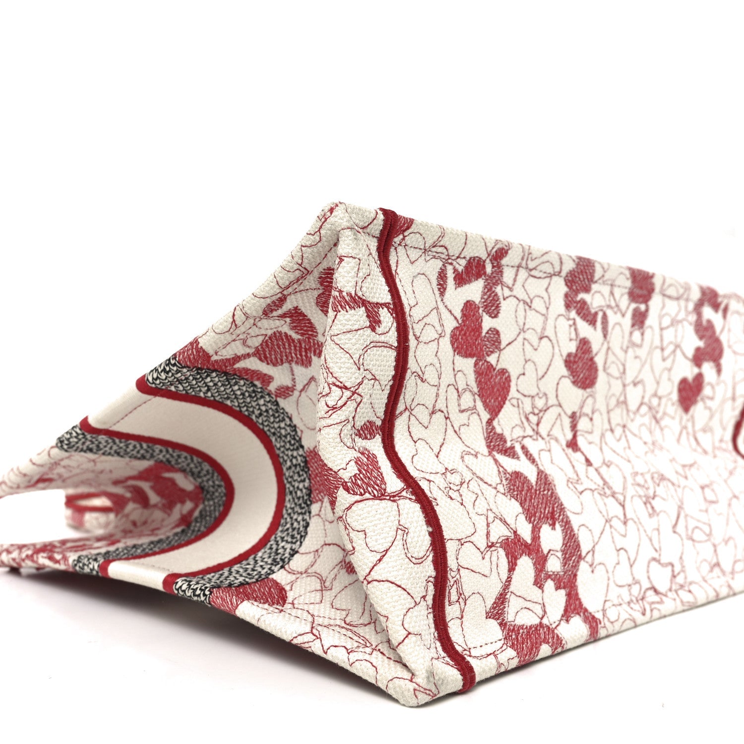 Canvas Embroidered Medium D1ORamour D-Royaume Book Tote Red Multicolor