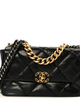 Goatskin Quilted Large CHNL 19 Flap Black