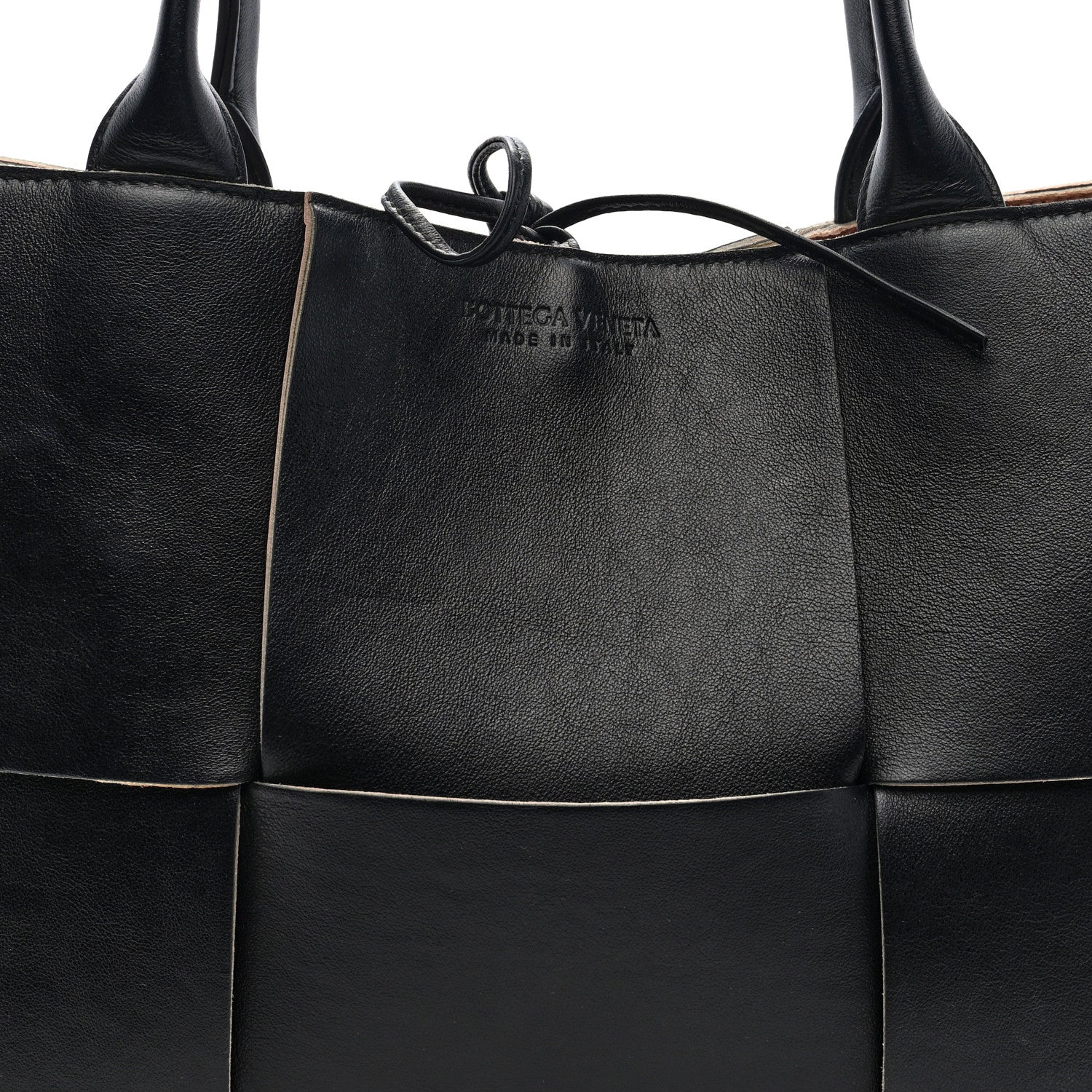 Nappa Maxi Intrecciato Medium Arco Tote Black Tan