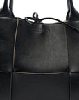 Nappa Maxi Intrecciato Medium Arco Tote Black Tan