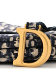 Oblique Embroidered Saddle Bag Blue