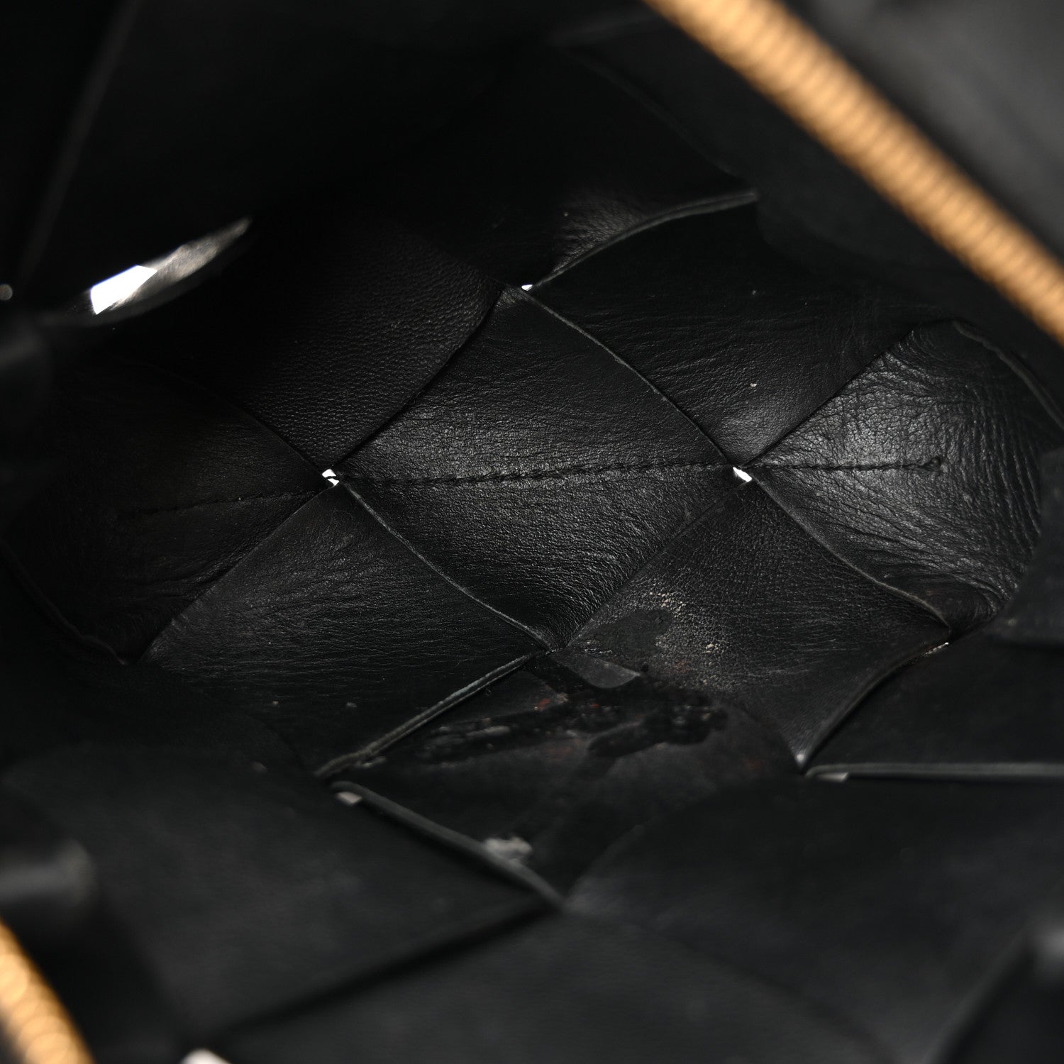 Lambskin Maxi Intrecciato Mini Cassette Camera Bag Black