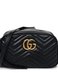 Calfskin Matelasse Small GG Marmont Chain Shoulder Bag Black
