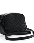 Calfskin Matelasse Monochrome Small GG Marmont Chain Shoulder Bag Black